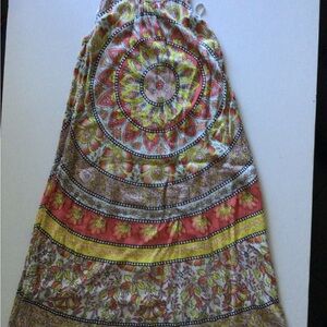 Billabong Coral, Yellow & Cream Patterned Halter Maxi Dress